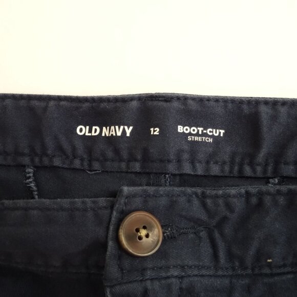 Old Navy Bootcut Stretch Uniform Chino Pants Blue Women Size 12 Adjustable Waist - Picture 6 of 13